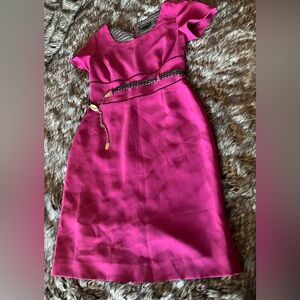Tahari Pink  Dress with Black Accents